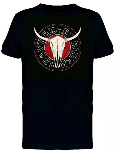 

heave beast rider bull skull men's tee -image by shutterstock, White;black