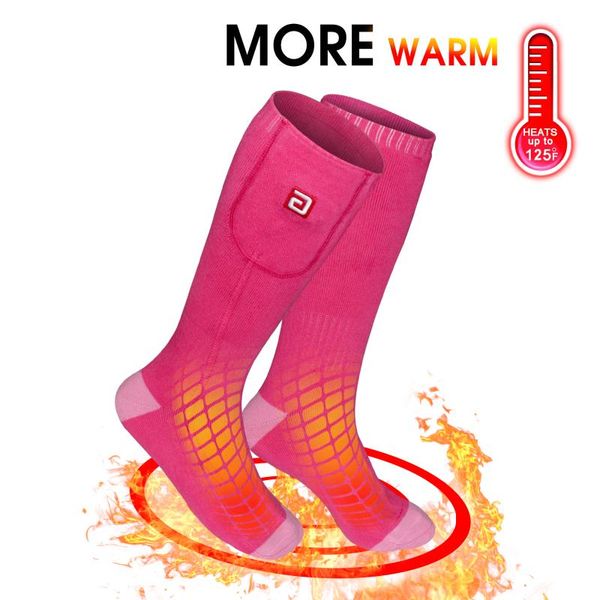 

sports socks pink woman warm winter heated with 3.7v rechargeable battery electric for chronically cold feet sleeping hiking, Black