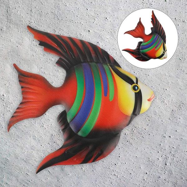 

decorative objects & figurines painted metal wall art decoration wrought iron fish hanging ornaments for home living room garden lbe