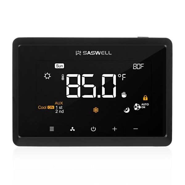 

smart home control wifi programmable thermostat stages up to 3h/2c 2h/1c heat pump with humidifier/dehumidifier alexa