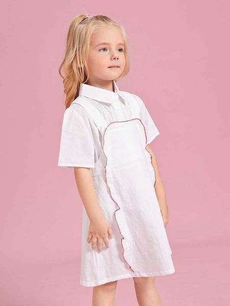 

toddler girls stitch trim overall dress she, Red;yellow