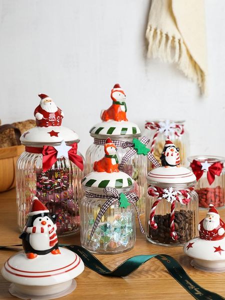 

storage bottles & jars glass snack candy food jar sealed grade silicone lid kitchen cereal containers holiday gift