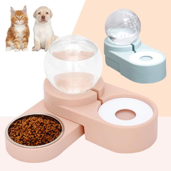 

cat bowls & feeders 1.8l bubble drinking bowl automatic pets feeder dog drinker water dispenser holder cute bottle with 2 dish