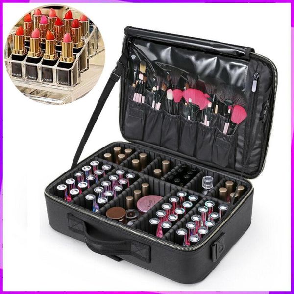 

large makeup case travel bag organizer professional make up portable artist storage bottles & jars