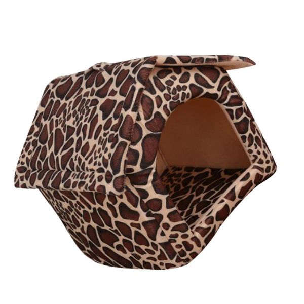 

creative pet bed cat soft puppy house tent fashion entrance sleeping for cats dog (leopard, size) kennels & pens
