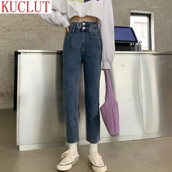 

jeans women high waist mom mujer casual ladies denim pants vintage loose straight trousers plus size boyfriend women's, Blue