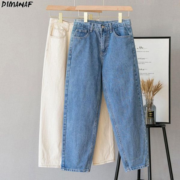 

plus size cotton jeans women pants 2021 4xl large high waist harem mom basic casual autumn denim women's, Blue