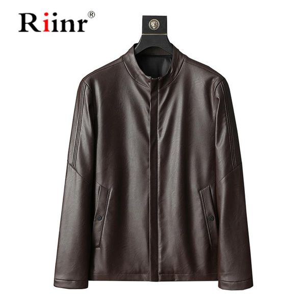 

men's fur & faux riinr men pu leather jacket high qualtiy 2021 autumn winter casual dress brand coat m-4xl, Black