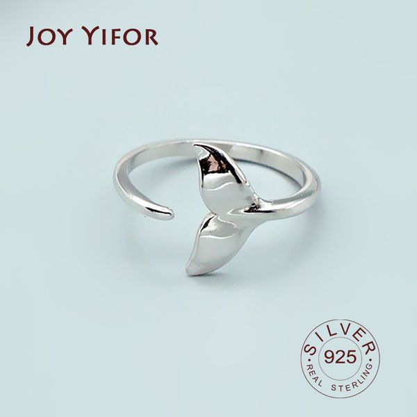 

love ring fashion 925 sterling silver geometric fish tale adjustable rings for women wholesale jewelry, Slivery;golden