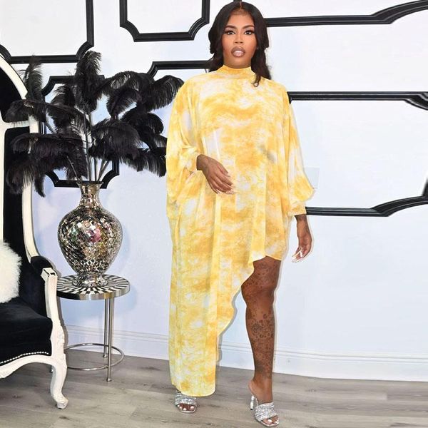 

casual dresses tie dye loose maxi dress long sleeve high waist split birthday y2k clothes festival outfits night club, Black;gray