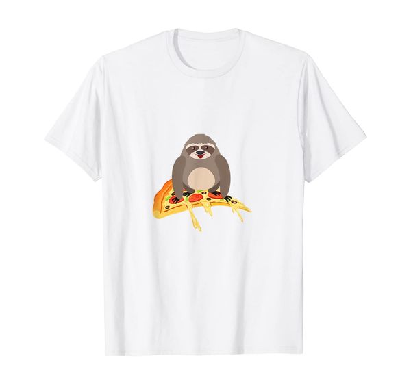 

cute funny sloth riding pizza adorable animals t-shirt, White;black