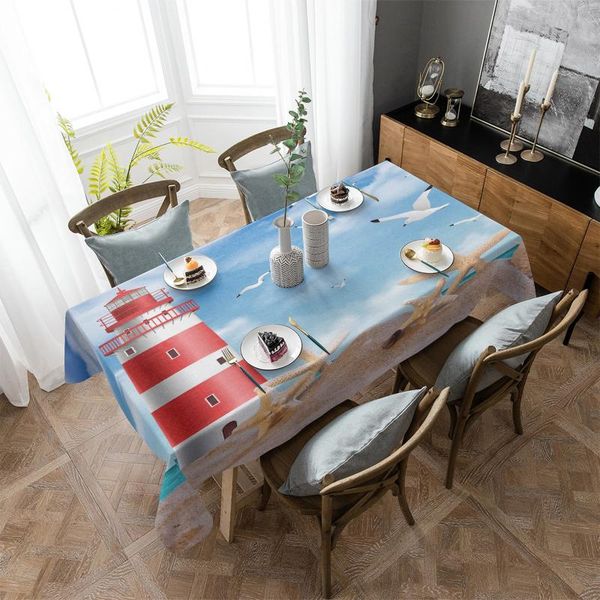 

table cloth sea beach lighthouse starfish seagull rectangular kitchen dining room cover coffee for living