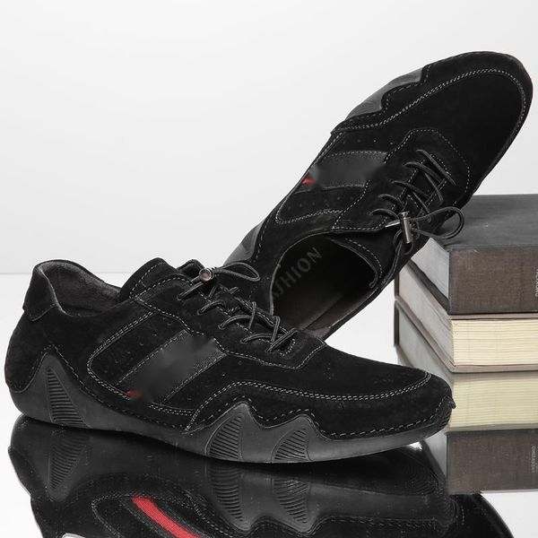 

solid pu leather casual fat 2021 new lace up simplicity men shoes round toe outdoors fashion classic comfortable concise dh528, Black