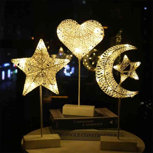 

led rattan star love desk christmas modeling room girl heart night lamp