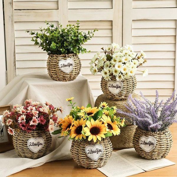 

decorative flowers & wreaths homhi artificial potted fake plants silk sunflower daisy peony rose home decoration wedding living room fleurs