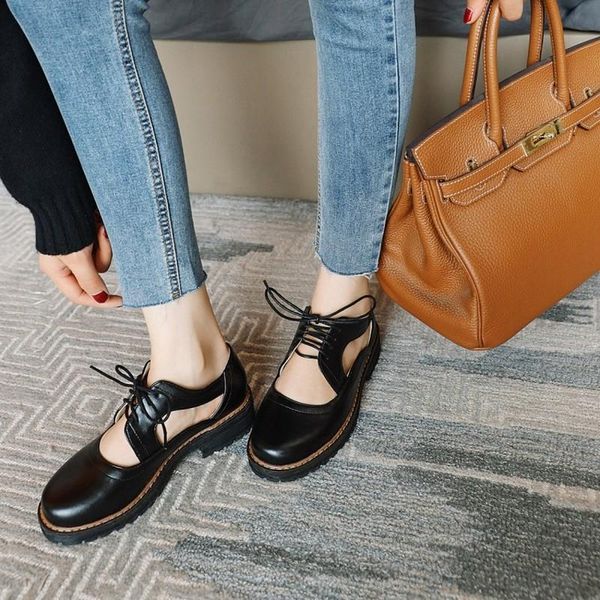 

dress shoes women summer pumps mid heels lace up woman luxury pu leather office ladies round toe female mujer sapato feminino d929, Black