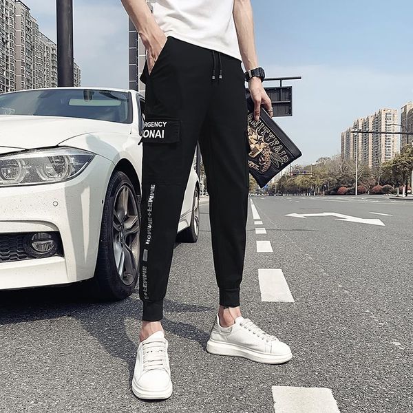 

men's pants korean spring summer men clothing 2021 casual harem black simple all match slim fit streetwear joggers trousers