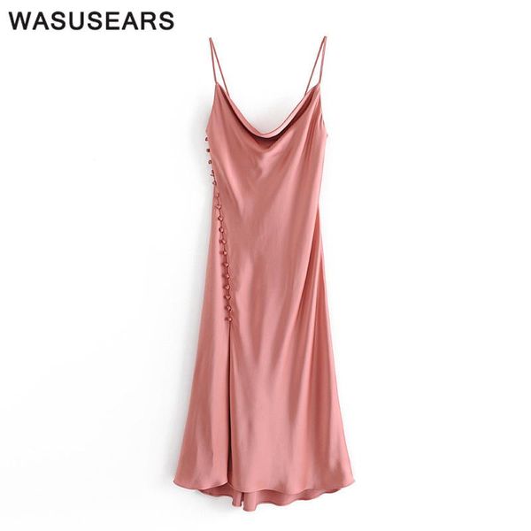 

casual dresses autumn dress beach wear 2021 women satin spaghetti strap v neck backless side slit vestido de mujer, Black;gray