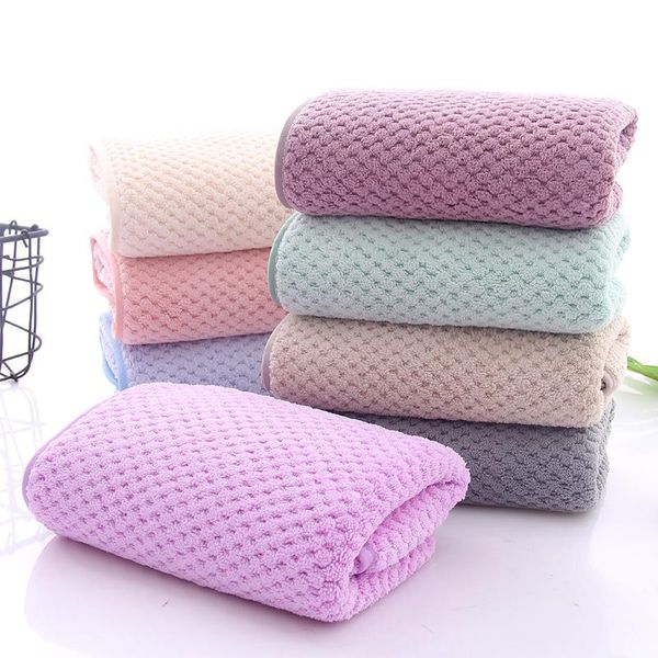 

towel solid color pineapple grid thick coral fleece towels soft and comfortable face household clean wash