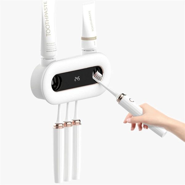 

3 life smart toothbrush sterilizer box toothpaste dispenser uv sterilization toothbrush holder wall-mounted punching - white