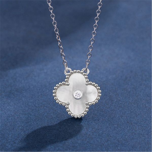 

s925 silver fashion classic 18k gold 4/four leaf clover necklace pendant chain with diamaonds for women&girls valentine's mother's