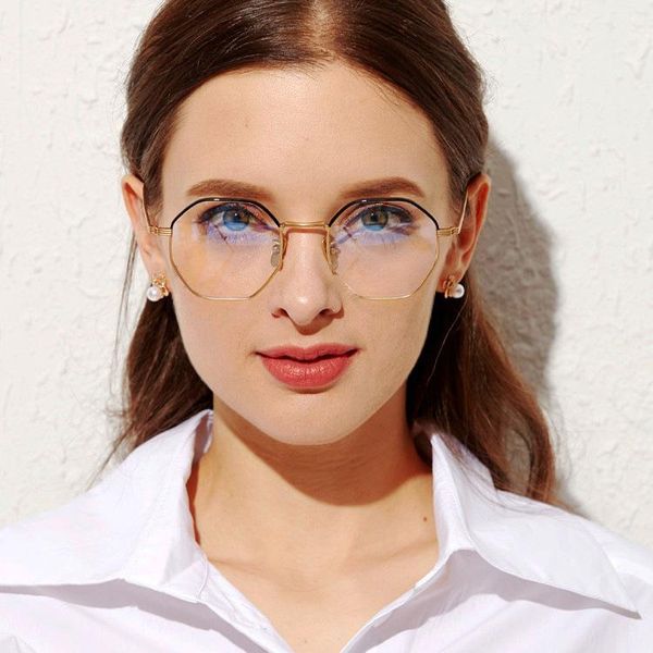 

fashion sunglasses frames pure titanium ultra light large frame polygon irregular blue blocking glasses computer myopia female nx, Black