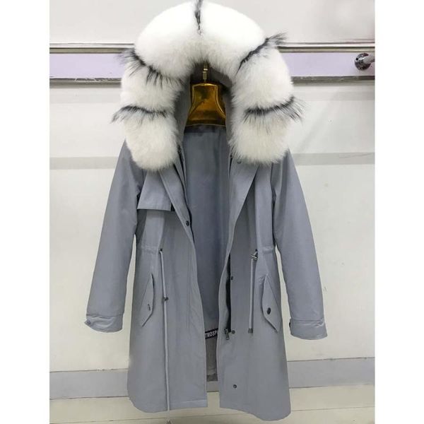 

women's fur & faux fashion woman luxurious real large collar hood parka natural lined parkas winter jacket thick warm, Black