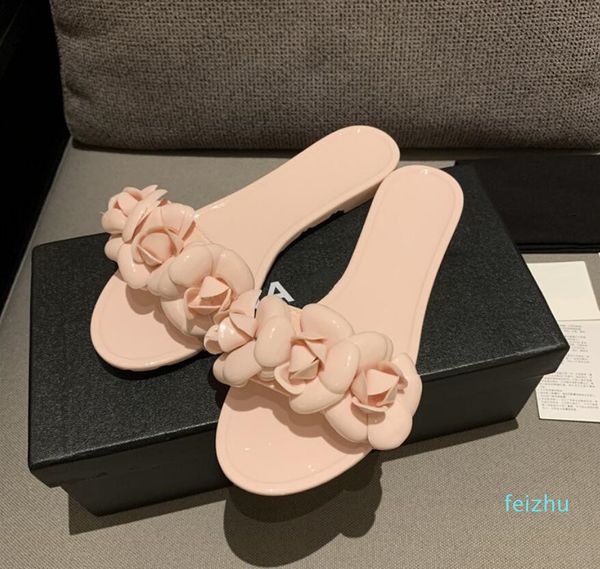 2021 elegante camélia mulheres chinelos paris designer sandálias plana 7 cor brilhante moda senhora sapatos de praia tamanho europeu 35-40