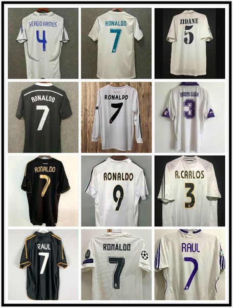 

real madrid retro 10 11 12 soccer jersey guti raul kaka mcmanaman 13 14 15 16 zidane beckham 06 07 99 00 redondo 98 97 96 football shirt, Black;yellow