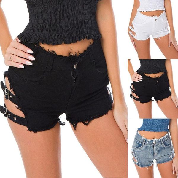 

women's shorts hollow out women ripped solid color female short pants, White;black