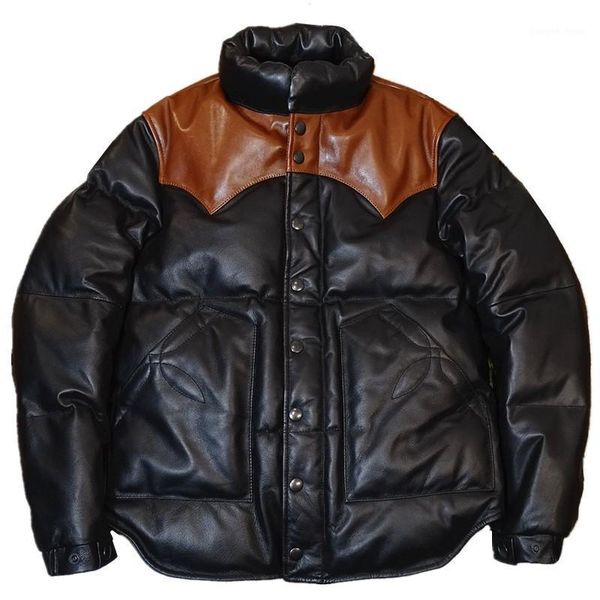 

men's leather & faux price up at any timehead layer cowhide down bread served japanese winter warm real, Black