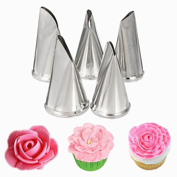 

baking & pastry tools 5pcs rose piping tip set stainless steel petal cupcake nozzle cake decorating supplies kit