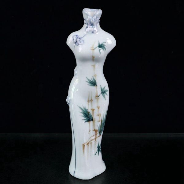 

chinese old famille rose porcelain vase woman cheongsam bamboo vases
