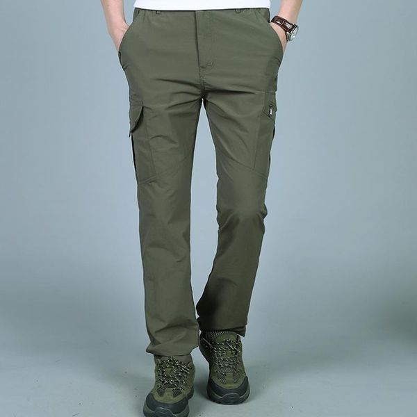 

men's pants 2021 spring summer lightweight tactical breathable casual army military long trousers male quick dry cargo d38, Black