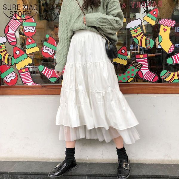 

long skirts for women's harajuku korean style white black maxi teenagers high waist school 12819 210508