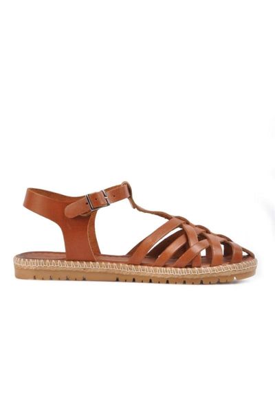

sandals r10028 tan genuine leather female, Black