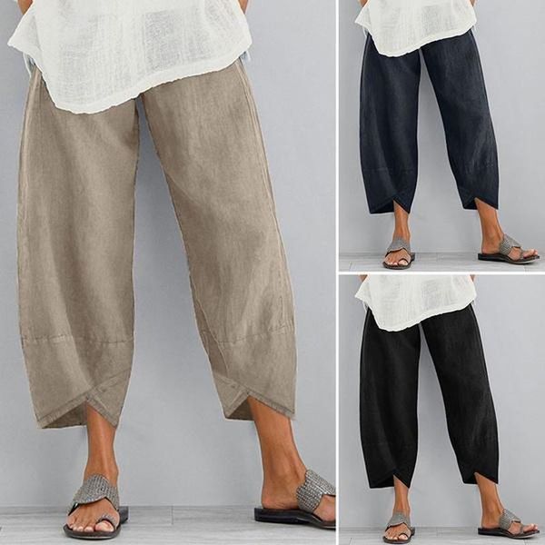 

women's pants & capris women elastic spring autumn plus size solid joggers casual loose sweatpants for fashion gyms running trousers, Black;white