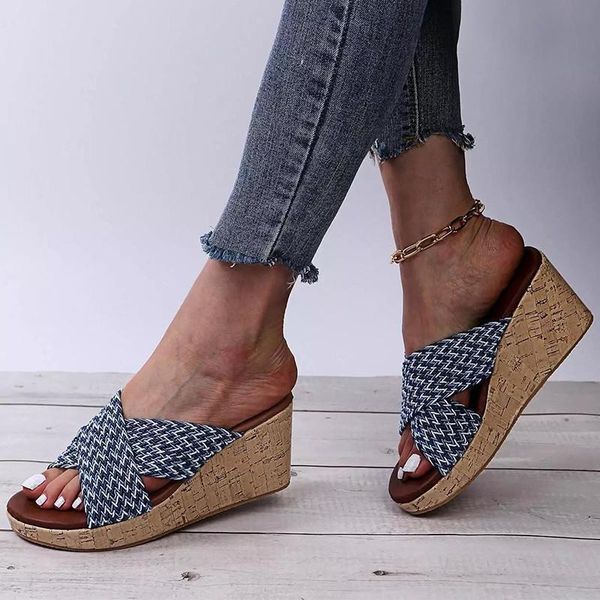 

summer slippers women sandals ladies platform wedge solid color casual shoes for 2021 beach chaussure femme dress, Black