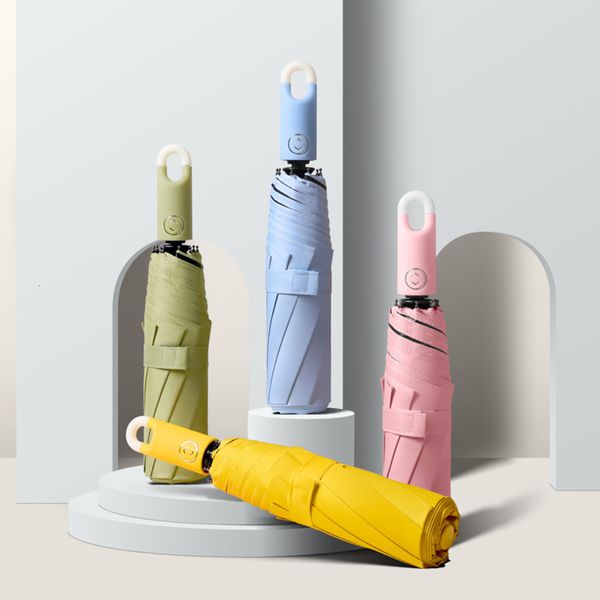 

umbrella lock hook umbrella automatic solid color folding sunny advertising creative gift