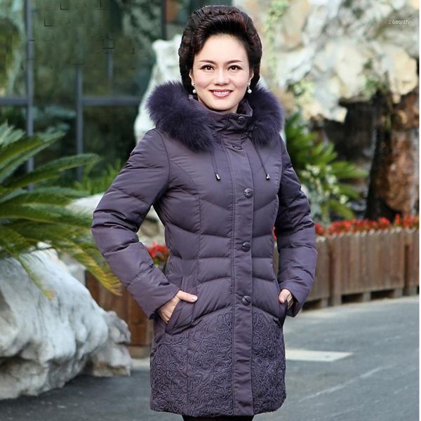 

women's down & parkas 2021 winter jacket woman's outerwear slim thickening hooded female real fur collar warm coat la01001, Black