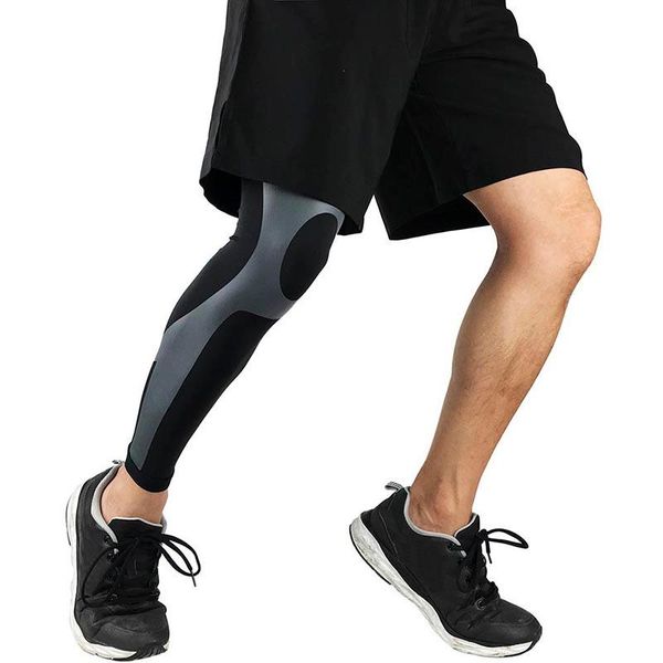 

elbow & knee pads outdoor sports safety compression leg sleeve support cycling muscle pressure pad protector winter warmers, Black;gray