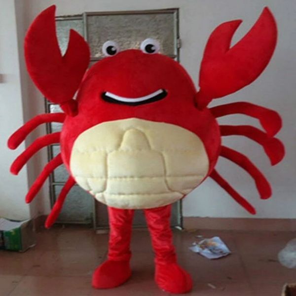 Costume della mascotte del granchio rosso di Halloween Personaggio dei cartoni animati di peluche di alta qualità Personaggio a tema Natale Carnevale Adulti Festa di compleanno Vestito operato