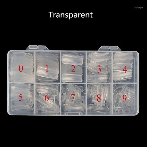 

500pcs/box 3styles fashion long acrylic false nail decoration transparent full half and french tips for salon1, Red;gold