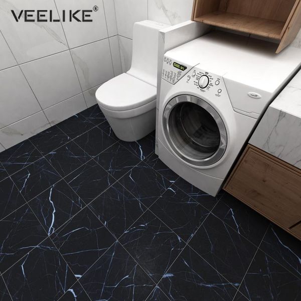 

wallpapers self adhesive bathroom marble pattern floor stickers waterproof tiles sticker ground contact paper wall ceiling decal decoration