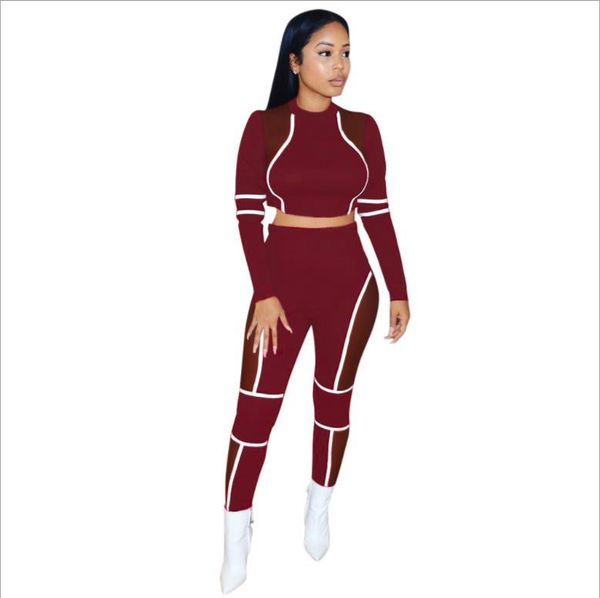 

women's two piece pants 2021 black mesh spliced bandage set and suits club matching outfits fall 2piece women, White