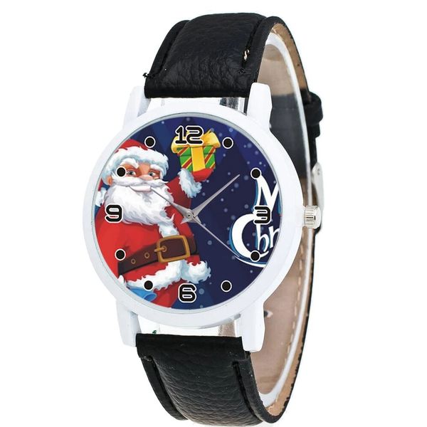 Cartoon Santa Claus mit Sternenhimmel Muster PU Leder Armband Kid Watch Fashion Children Quarz Uhr