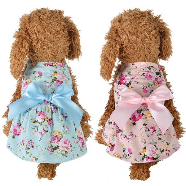 

dog apparel floral big bow sleeveless dresses pet wedding dress for chihuahua pug yorkie clothing puppy supplies