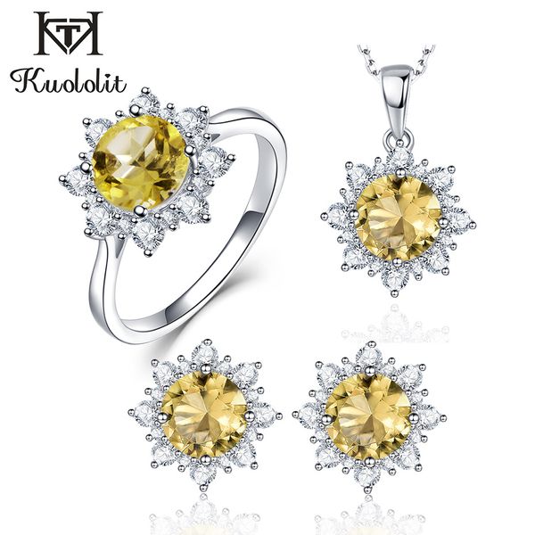 

kuololit diaspore gemstone jewelry set for women solid 925 sterling silver ring earrings necklaces turkish yellow pink zultanite, Black