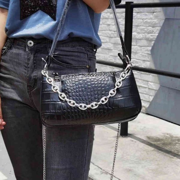 

designer sleather armpit crocodile pattern uette chain small ckk new ins shoulder messenger female first layer cowhideluxury bag