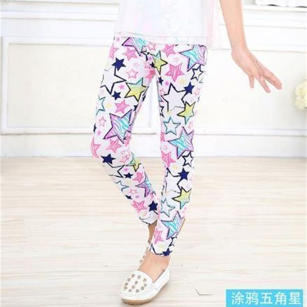 

trousers children's spring summer girls'printed milk silk pants girls leggings qnjs, Blue